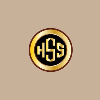 creative HSS letter logo design with golden circle vector