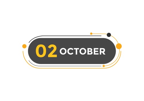 october 2 calendar reminder. 2nd october daily calendar icon template. Calendar 2nd october icon Design template. Vector illustration