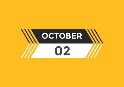 october 2 calendar reminder. 2nd october daily calendar icon template. Calendar 2nd october icon Design template. Vector illustration