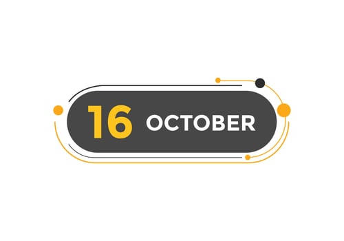 october 16 calendar reminder. 16th october daily calendar icon template. Calendar 16th october icon Design template. Vector illustration