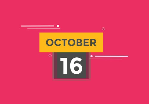 october 16 calendar reminder. 16th october daily calendar icon template. Calendar 16th october icon Design template. Vector illustration