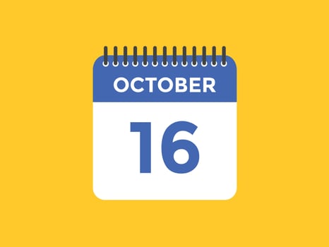october 16 calendar reminder. 16th october daily calendar icon template. Calendar 16th october icon Design template. Vector illustration