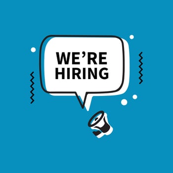 We're hiring, recruitment announcement vector