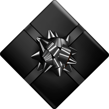 Black Gift Box with Bow and Ribbon png