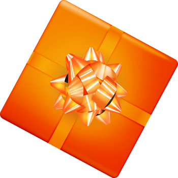 Orange Gift Box with Bow and Ribbon png