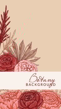 Social media stories template. Autumn design with hand drawn modern flower compositions. Vector illustration