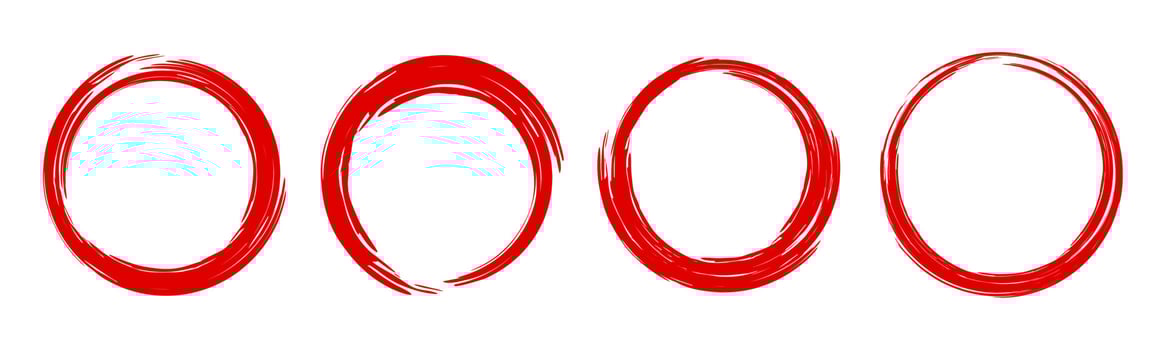 Set of grunge round frames vector Paint Brush Stroke Circle Isolated.eps
