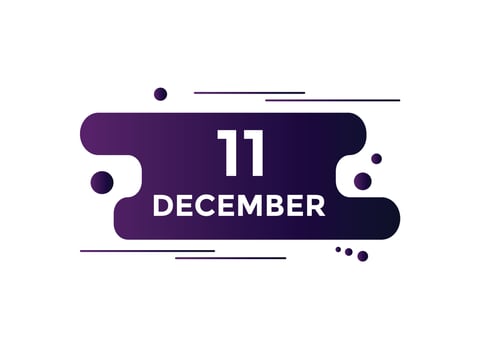 december 11 calendar reminder. 11th december daily calendar icon template. Calendar 11th december icon Design template. Vector illustration