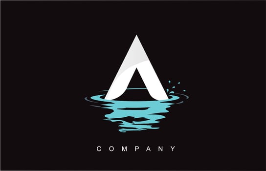 A Letter Logo Design with Water Splash Ripples Drops Reflection vector