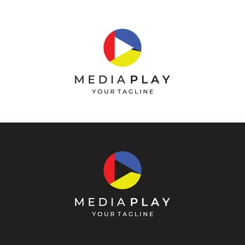 Media logo play button with modern triangle, the logo can be used for multimedia, printing, technology and other businesses. vector