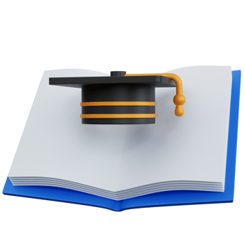 3d rendering open book empty with graduation hat isolated png