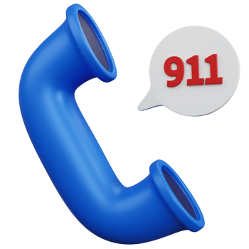 3d rendering phone call with the words 911 isolated png