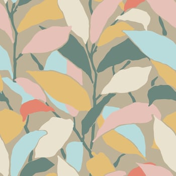 Vector contemporary art leaf illustration seamless repeat pattern fashion and home decor fabric print digital artwork