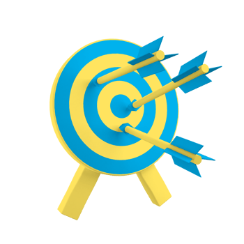 Arrow target 3D rendering isolated on transparent background. Ui UX icon design web and app trend png