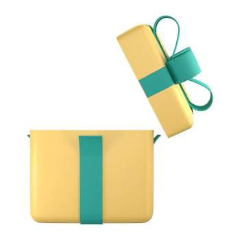 Yellow gift box open with ribbon. 3d render modern holiday surprise box. png