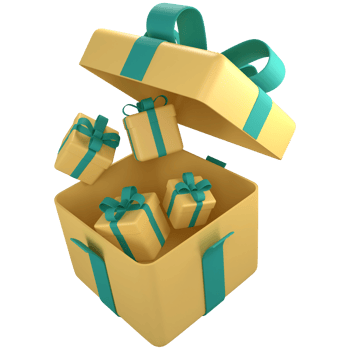 Yellow gift boxes open and closed with ribbon. 3d render modern holiday surprise box. png