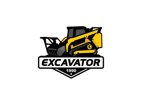 Skid steer logo vector for construction company. Heavy equipment template vector illustration for your brand.