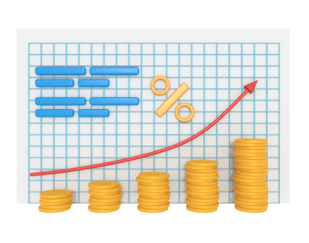 3d illustration of growing financial chart png