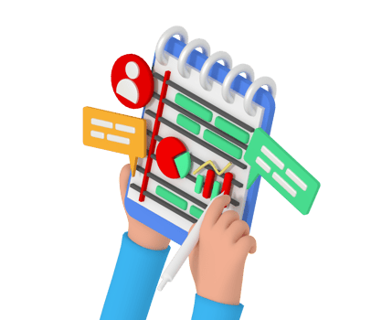 3d illustration business planing in note book png