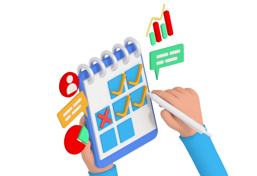 3d illustration business planning on calendar png