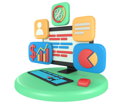 3d rendering computer screen business report application png