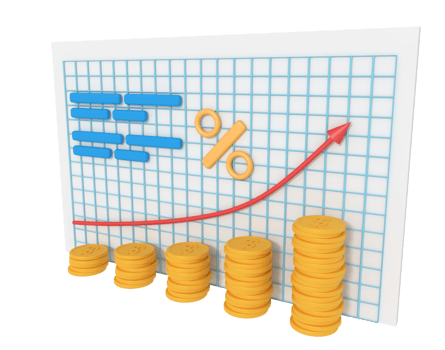 3d illustration of growing financial chart png