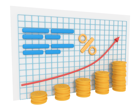 3d illustration of growing financial chart png
