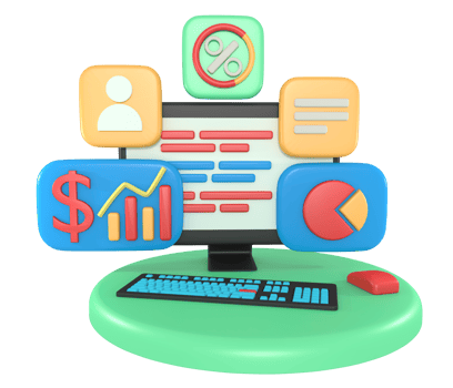 3d rendering computer screen business report application png