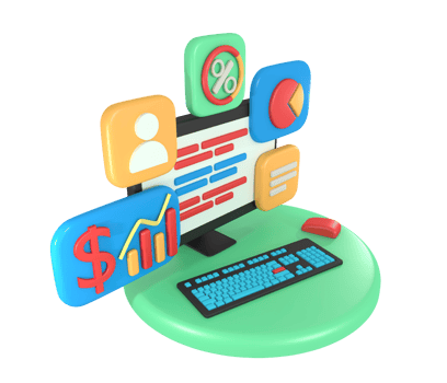 3d rendering computer screen business report application png