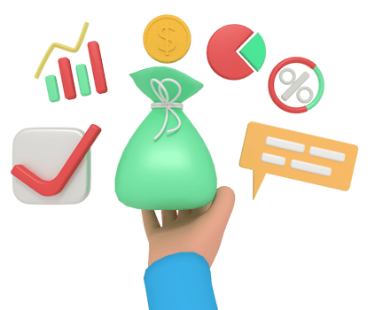 3d illustration of receiving business profit in a money bag png