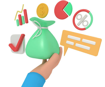 3d illustration of receiving business profit in a money bag png