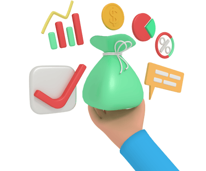 3d illustration of receiving business profit in a money bag png