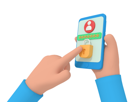 3d illustration of security padlock on phone png