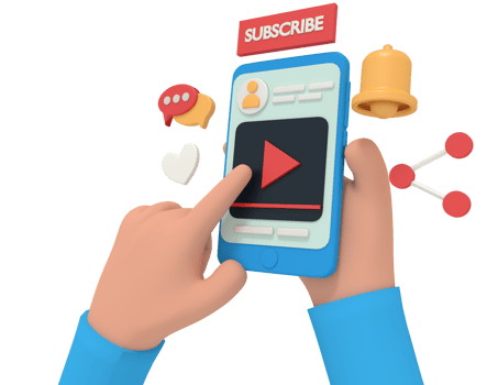3d illustration of watching streaming video on phone png