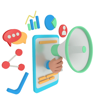 3d illustration of digital marketing in phone png
