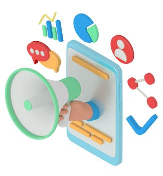 3d illustration of digital marketing in phone png