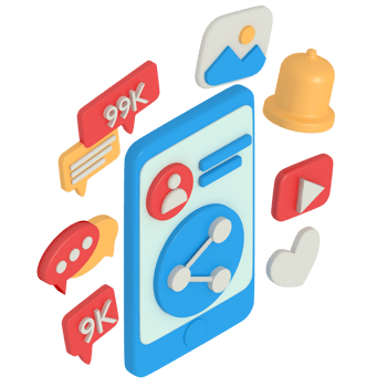 3d illustration of share on social media with phone png