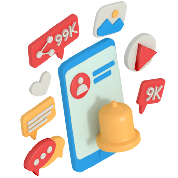 3d illustration of Online Chat Notification in phone png
