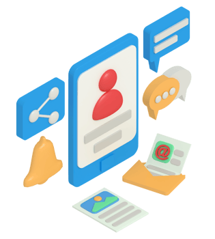 3d illustration of social media profile on smartphone png