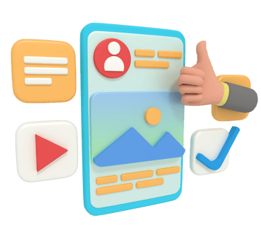 3d illustration of thumb up profile account on smartphone png