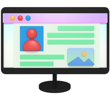 3d illustration of website profile display on computer png