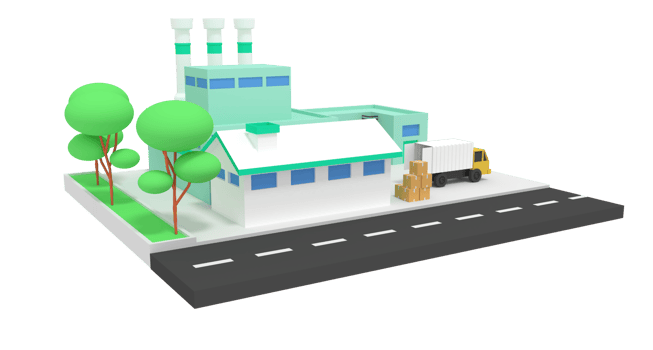 3d illustration of factory and goods storage warehouse png