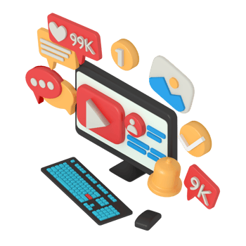 3d modeling of Video Streaming in computer png