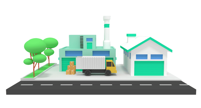 3d illustration of factory and goods storage warehouse png