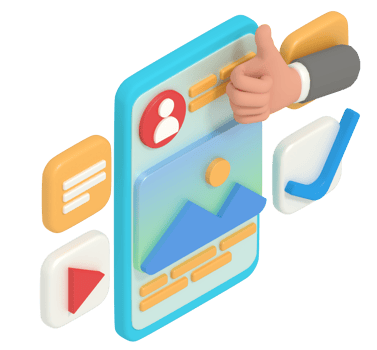 3d illustration of thumb up profile account on smartphone png