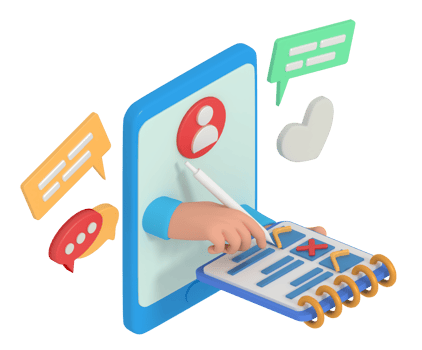 3d illustration of tick and uncheck in phone png