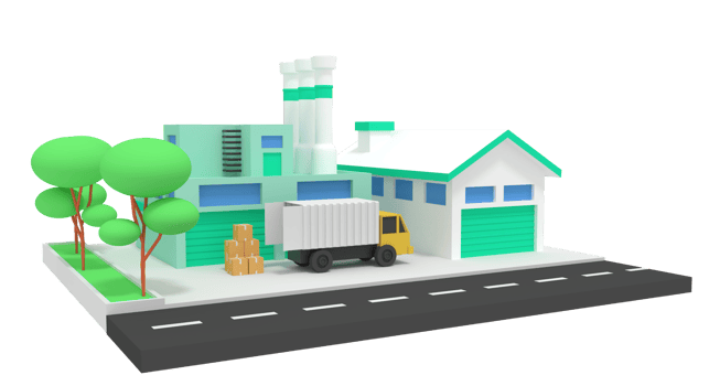 3d illustration of factory and goods storage warehouse png