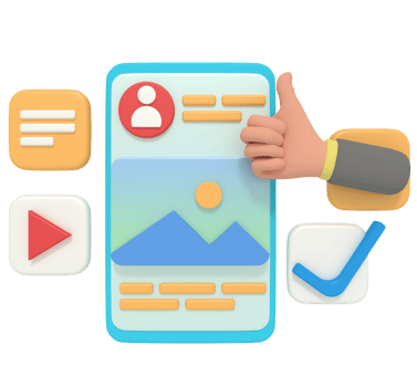 3d illustration of thumb up profile account on smartphone png