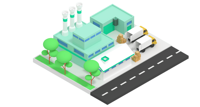 3d illustration of factory and goods storage warehouse png