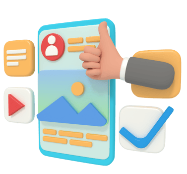 3d illustration of thumb up profile account on smartphone png